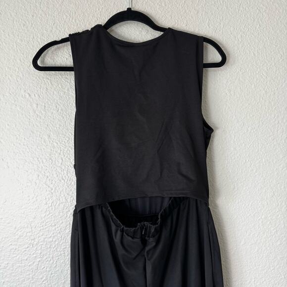 New Halara Black V Neck Sleeveless Pockets Easy-Peezy Jumpsuit Size Medium - Picture 5 of 7